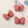 Retro style fabric cotton-padded checkered three-dimensional bow accessories, DIY headwear, hair accessories, hair clips, women's materials wholesale details Picture